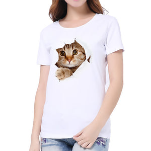 3D Cat Print Casual T-Shirt