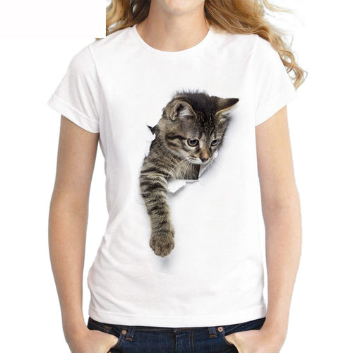 3D Cat Print Casual T-Shirt