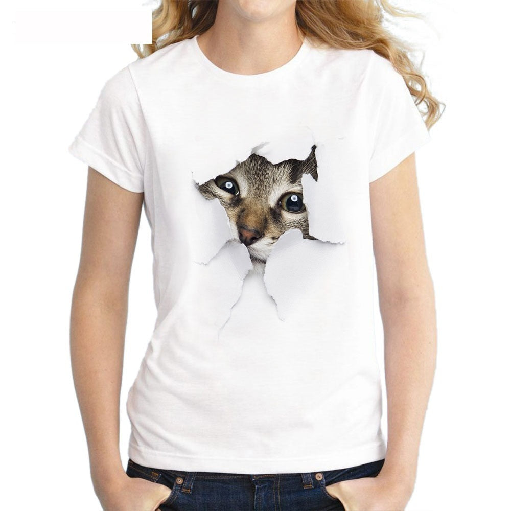 3D Cat Print Casual T-Shirt