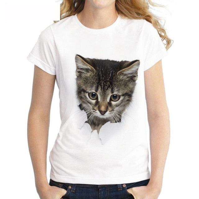 3D Cat Print Casual T-Shirt