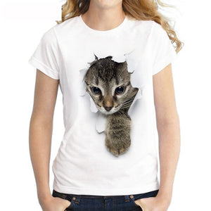 3D Cat Print Casual T-Shirt