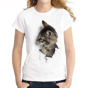 3D Cat Print Casual T-Shirt